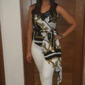 New york company Hi-Lo Blouse (Black/Gold/White) (small)